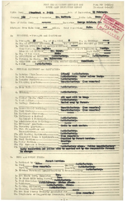 A variety of inspection reports from 1940 for Spike CCC Camp, Steamboat.