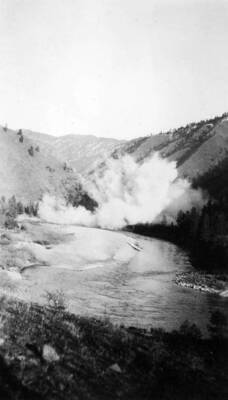 Dynamite blasting for a road near Riggins, Idaho.