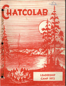 Camp Packet for Chatcolab Northwest Leadership lab that contains program planning, activities, stories, and menus/recipes. Only bound materials have been scanned; this digital collection does not contain any associated ephemera from the donors notebook.