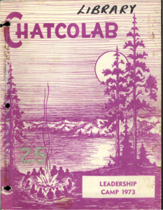 Camp Packet for Chatcolab Northwest Leadership lab that contains program planning, activities, stories, and menus/recipes. Only bound materials have been scanned; this digital collection does not contain any associated ephemera from the donors notebook.