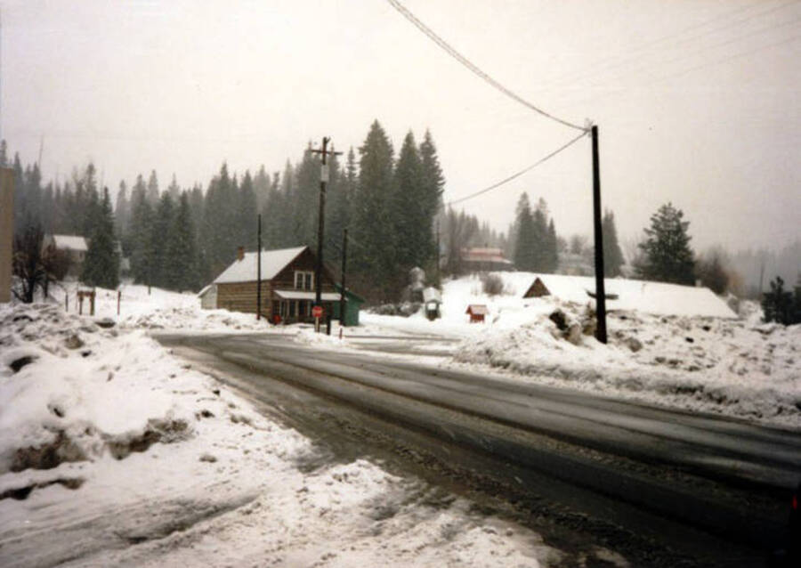 Snowy street scene. Headquarters, Idaho.
