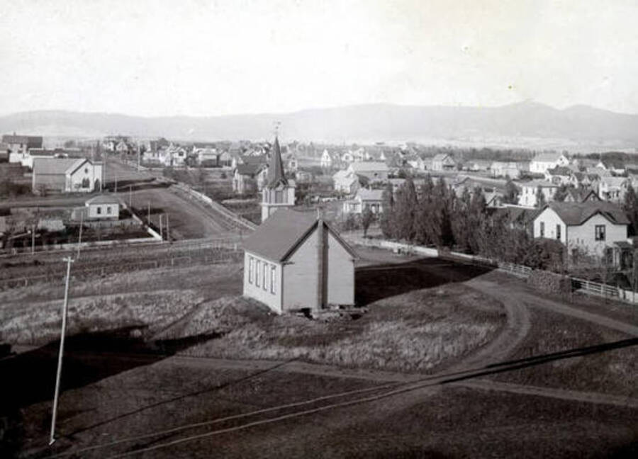 Panoramic view of Moscow, Idaho looking northeast.