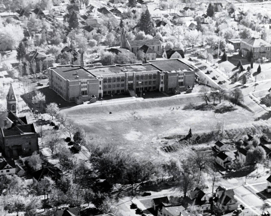 Aerial view of Moscow High School. Moscow, Idaho.