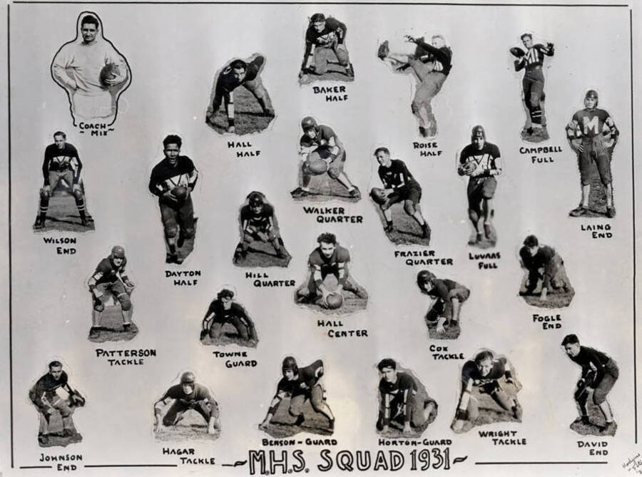 Composite view of Moscow High School football team.