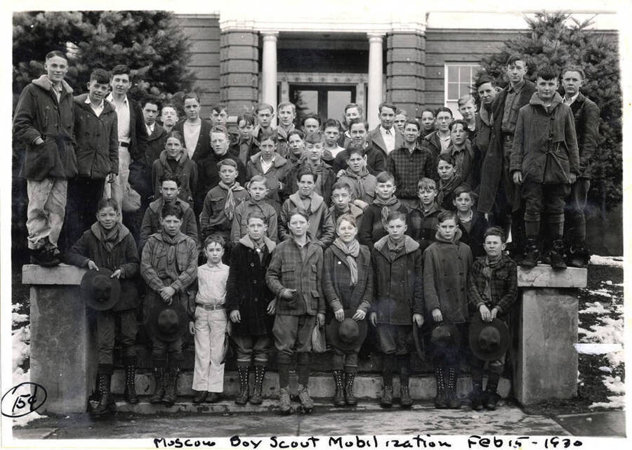 Group picture of Boy Scout Mobilization. Moscow, Idaho.