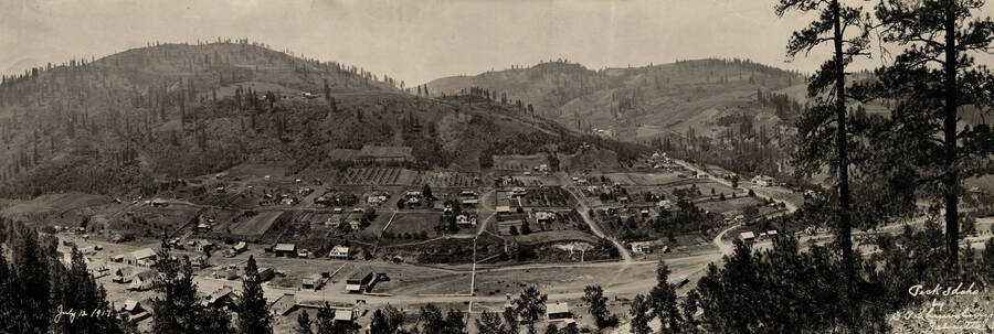 Panoramic view of Peck, Idaho taken by Juliatta native D.P. Shrewsberry (1880-1942)