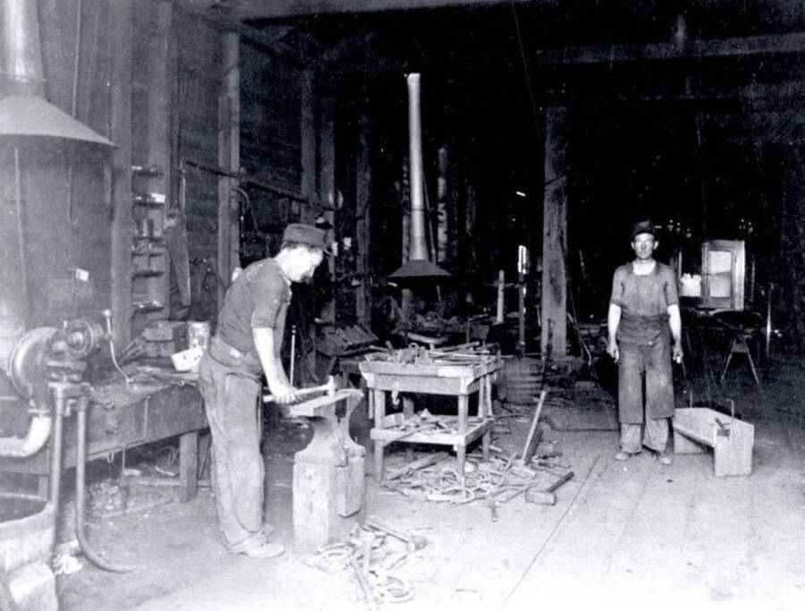 Interior of J.P. Fitzgerald Blacksmith Shop. Grangeville, Idaho.