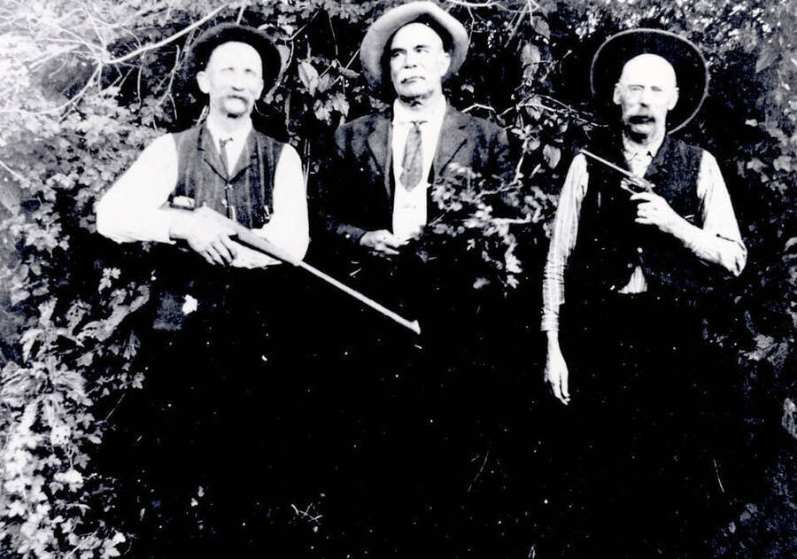 J. Arborgast, Cal Huddleston, and George Arnold, pioneers of Grangeville, Idaho.