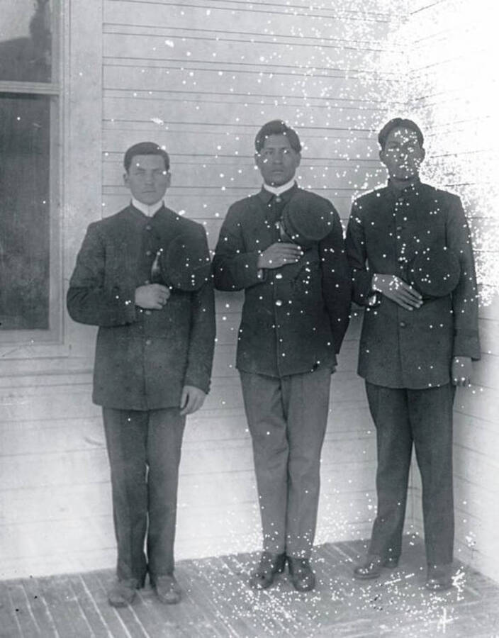 Three men. Fort Lapwai Indian Sanitarium. Idaho.
