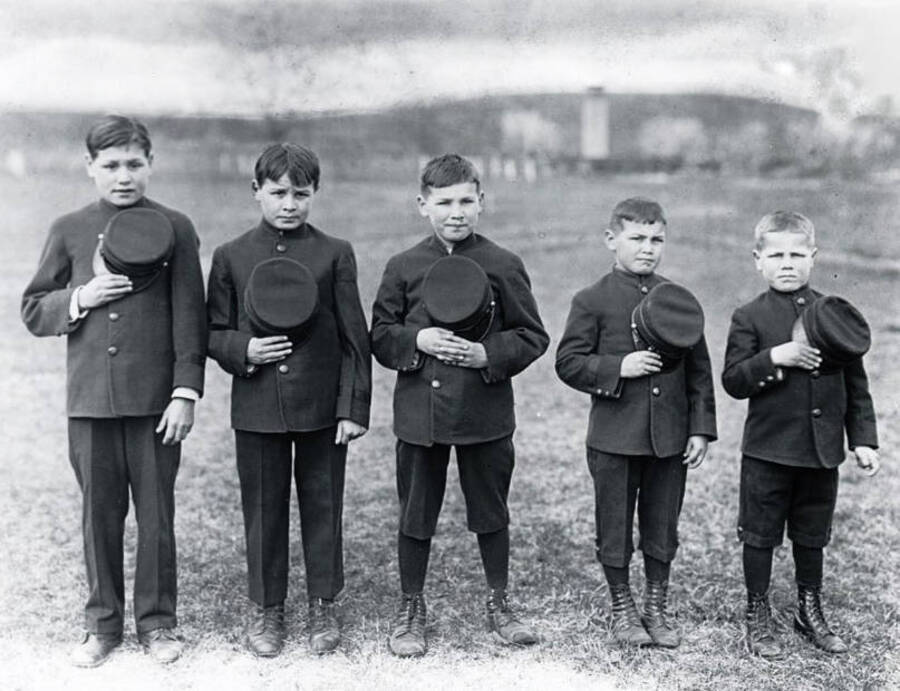 Five young boys. Fort Lapwai Indian Sanitarium. Idaho.