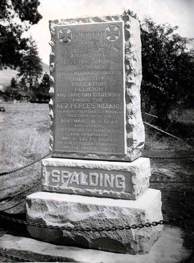 Shows front side of monument. From files of C.J. Brosnan