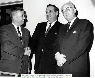 Chamber of Commerce. L to r: Jim Newsome, Congressman Compton I. White, Boyd A. Martin.
