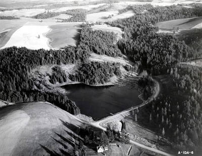 Aerial view of Robinson Lake. Moscow, Idaho.