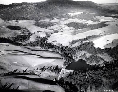 Aerial view of Robinson Lake. Moscow, Idaho.