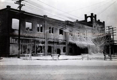 View of C. Weisgerber Brewery shortly after the fire. Lewiston, Idaho.