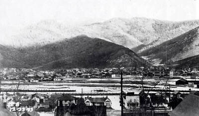 Flood showing Sunnyside addition in background. Kellogg, Idaho.