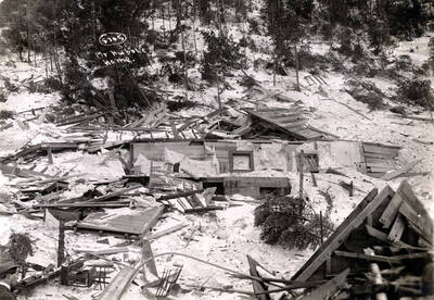 Mr. Hubble home demolished by snowslide. Mace, Idaho.