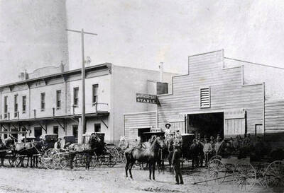 Sale held in front of old stable on northwest corner of 1st and Main Streets. Moscow, Idaho.