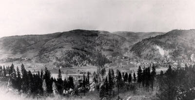 Distant view of Orofino, Idaho.