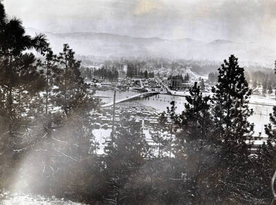 View of flood from on top of Blackwell Hill looking east. Coeur d'Alene, Idaho.