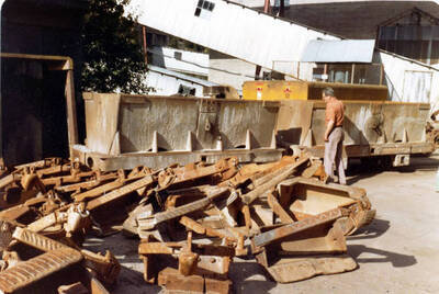 Bill Etherton looking over some of the equipment. Star Mine. Burke, Idaho.