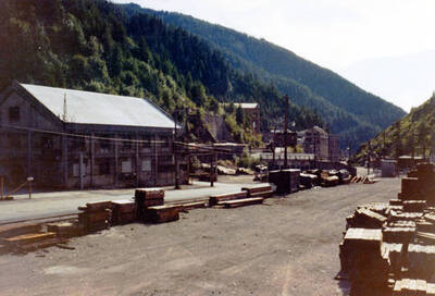 Taken in yard, showing piles of lumber. Star Mine. Burke, Idaho.