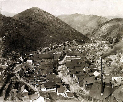Panoramic view of Wardner, Idaho.