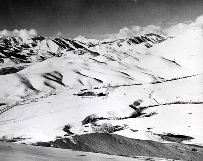 View of Sun Valley lodge taken from Dollar Mountain. Sun Valley, Idaho.