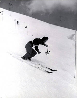 Gretchen Fraser, winner of 1st Olympic Gold medal won by an American skiing at Sun Valley.