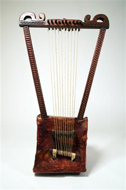 An image of two begena harp, which is a ten string plucked instruemtn that originated in 15th century Africa.