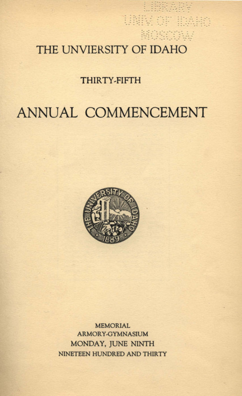The University of Idaho Thirty-Fifth Annual Commencement