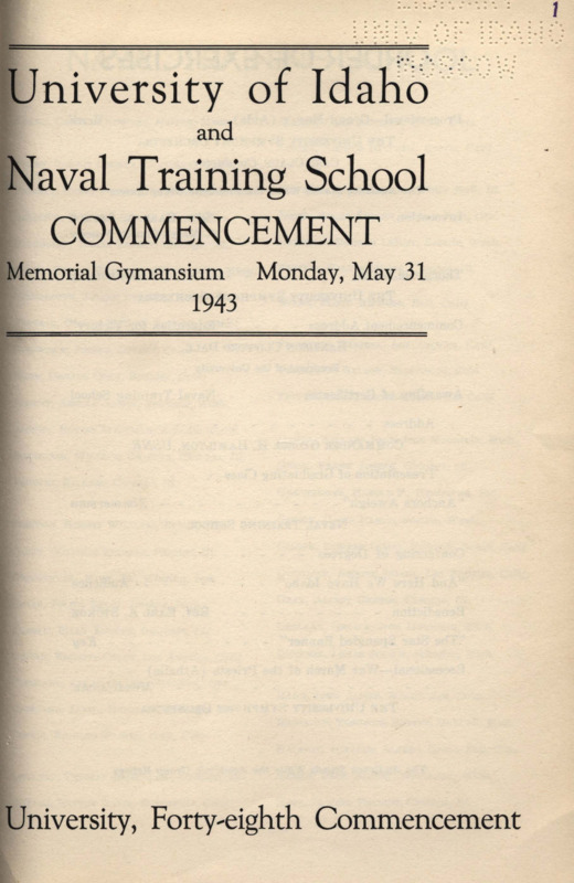 University of Idaho and Naval Training School Commencement