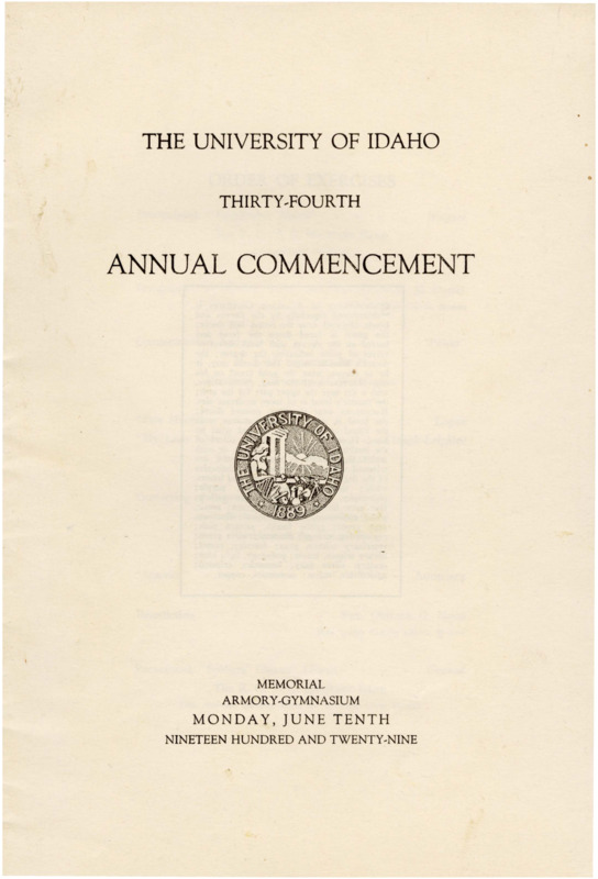University of Idaho Thirty-Fourth Annual Commencement