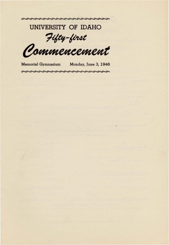 University of Idaho Fifty-first Commencement