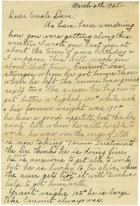 A letter from a Mrs. John Routeou about several sick persons, and the winter weather.