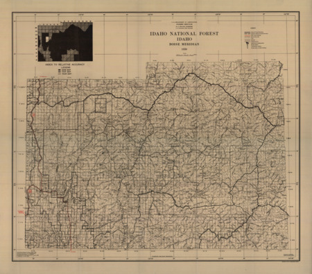 A map on the Idaho National Forest, Boise and Meridian area.