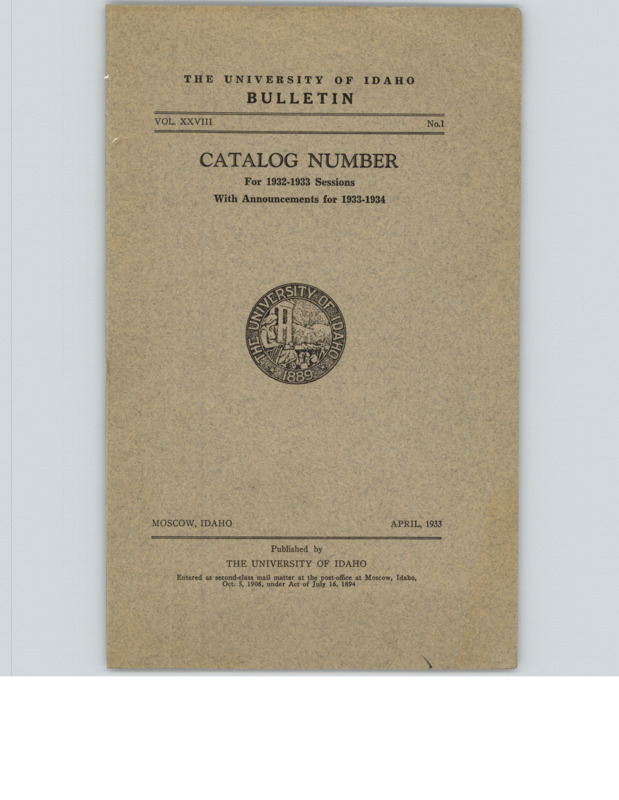 Scan of course catalog booklet, Vol. XXVIII, No. 1