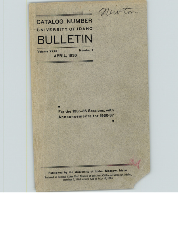 Scan of course catalog booklet, Vol. XXXI, No. 1