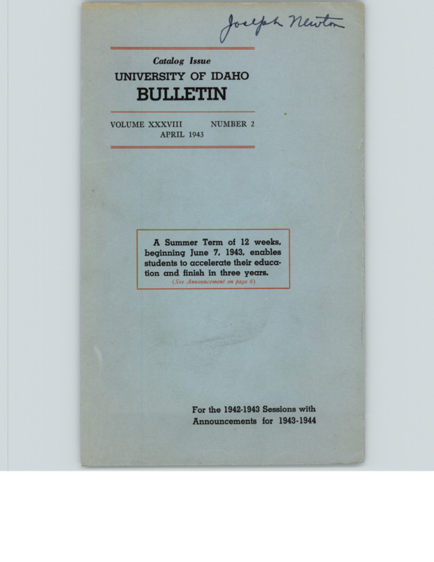 Scan of course catalog booklet, Vol. XXXVIII, No. 2