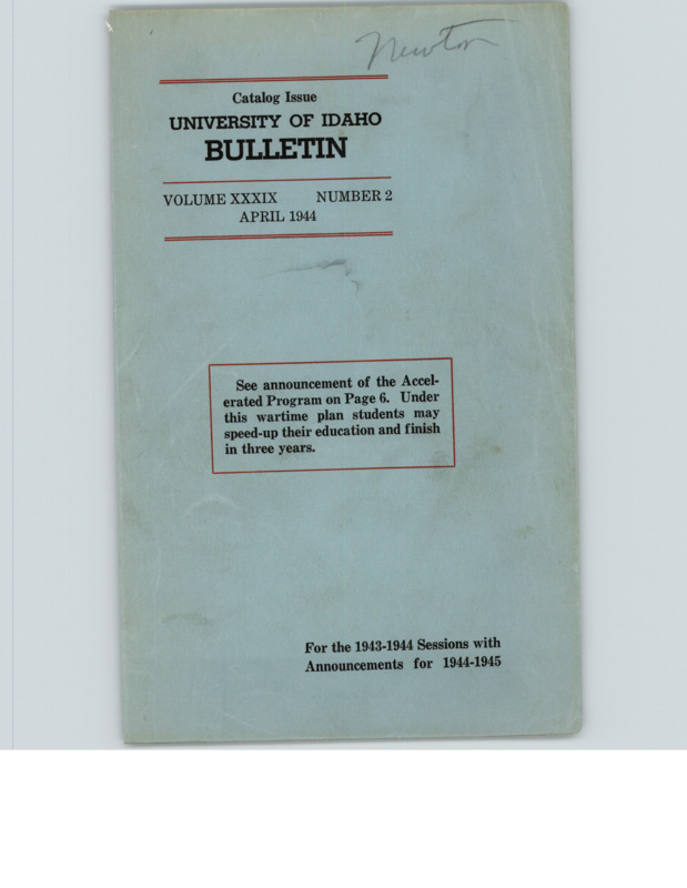 Scan of course catalog booklet, Vol. XXXIX, No. 2