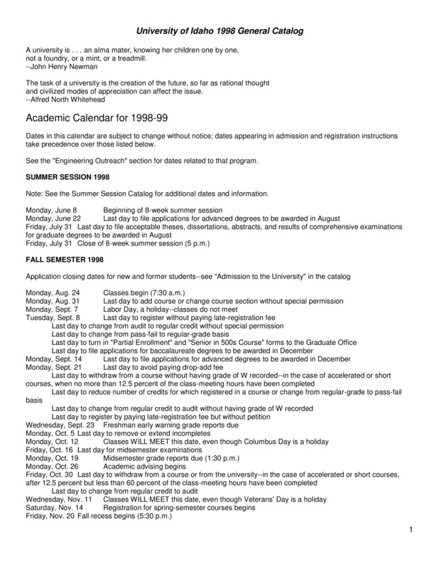 Course catalog document