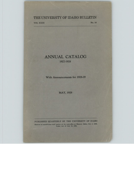 Scan of course catalog booklet, Vol. XXIII, No. 16
