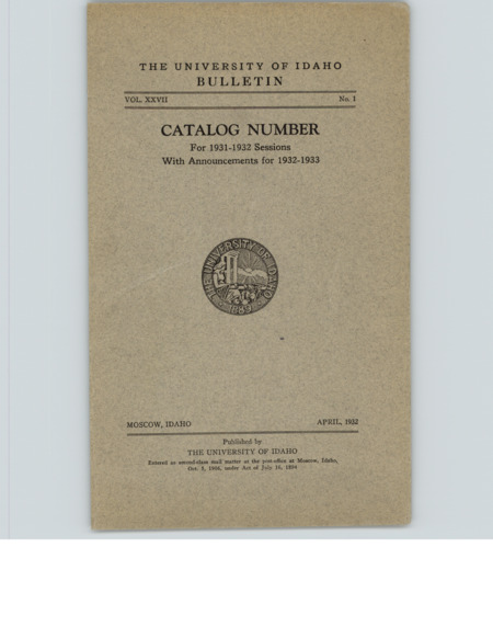 Scan of course catalog booklet, Vol. XXVII, No. 1