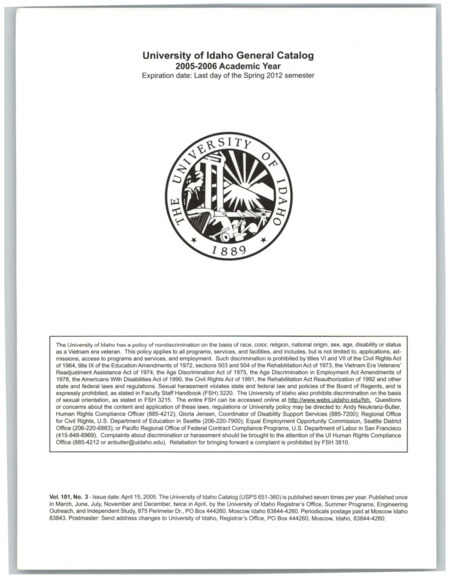 Scan of course catalog booklet, Vol. 101, No. 3