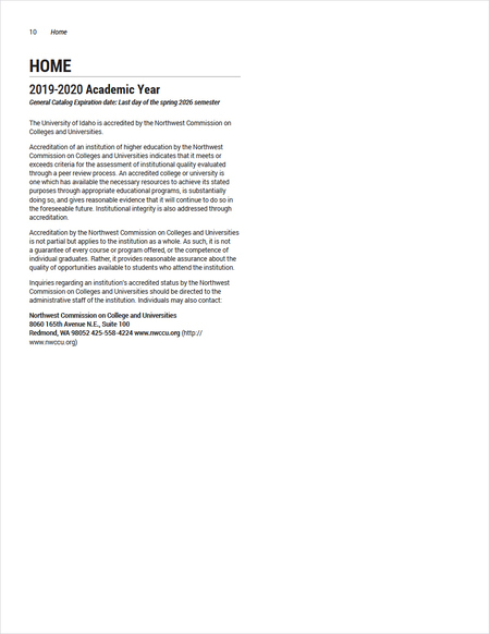 Course catalog document