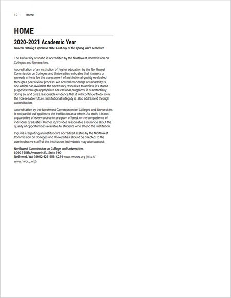 Course catalog document