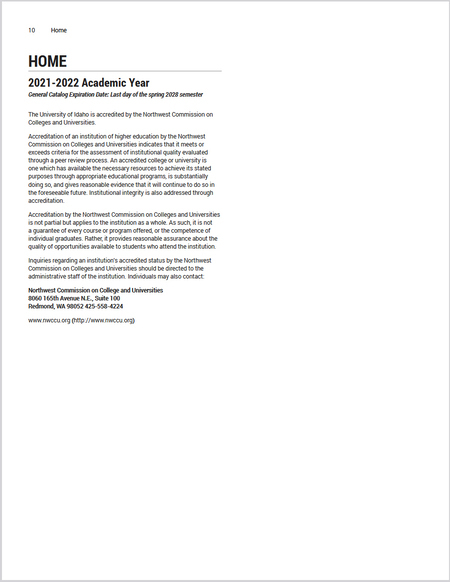 Course catalog document
