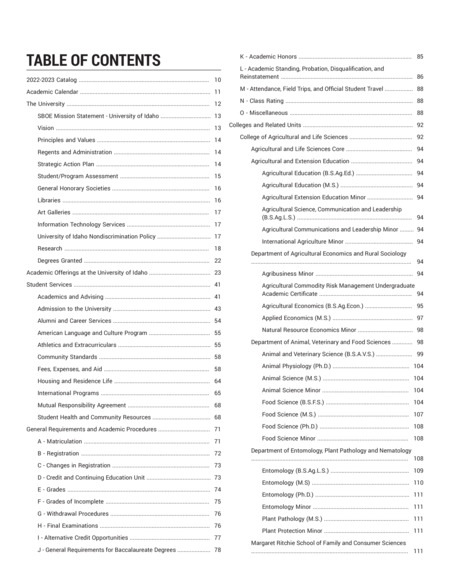 Course catalog document