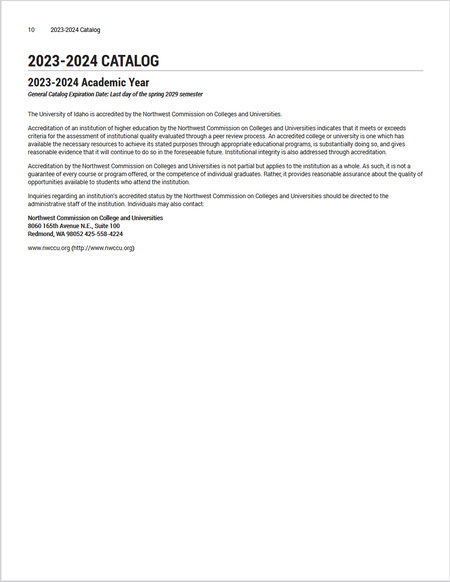 Course catalog document