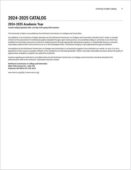 Course catalog document